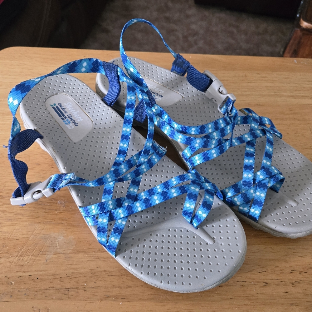 Blue and White Womens Sandals